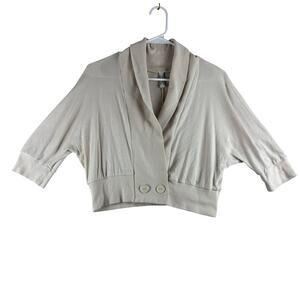 Old Navy Y2K Cropped Cardigan Women's Large Cream Modest Church 100% Cotton
